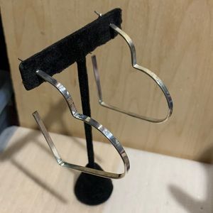 Heart Shape  Silver Tone Metal Pierced Earrings